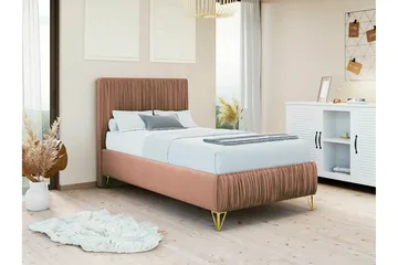 Gortin Ramsäng 80x200 cm i Tyg med Sänggavel - Rosa - Möbler - Säng - Sängram & sängstomme