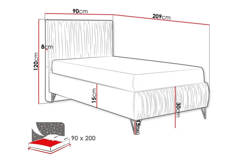Gortin Ramsäng 90x200 cm - Möbler - Säng - Komplett sängpaket