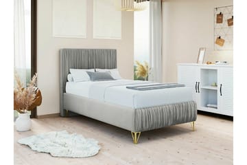 Gortin Ramsäng i Sammet med Sänggavel - Grå - Möbler - Säng - Komplett sängpaket