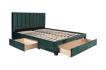 Grace Komplett Sängpaket med Förvaring 160x200 cm i Sammet med Sänggavel + Bäddmadrass - Grön - Möbler - Säng - Komplett sängpaket