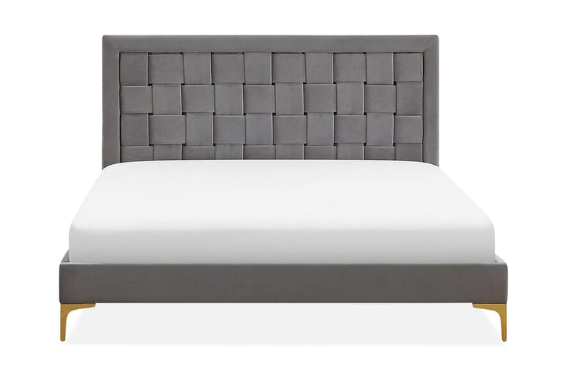 Holabo Komplett Sängpaket 140x200 cm i Sammet med Sänggavel + Bäddmadrass, Grå