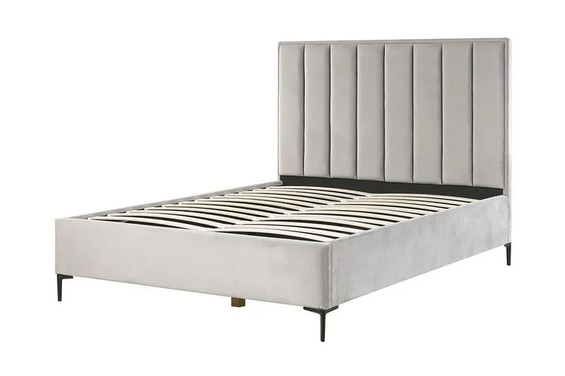 Sezanne Ramsäng 160x200 cm med Förvaring - Sammet/Grå - Möbler - Säng - Sängram & sängstomme