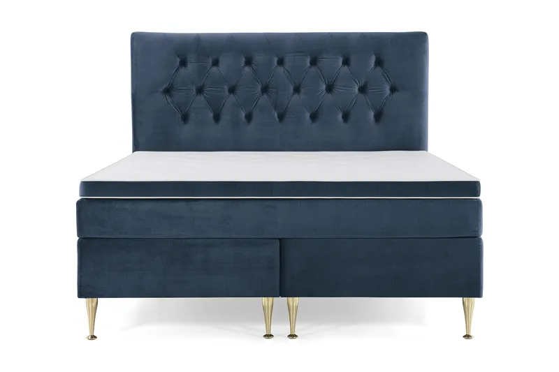 Royal Velvet Komplett Sängpaket 160x200 cm, Mörkblå med Höga Guldben