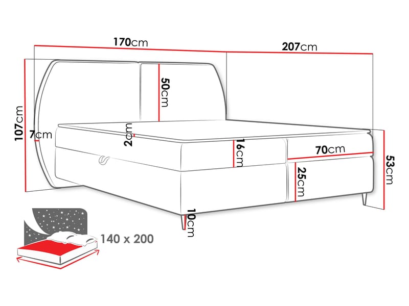 Rynricon Sängpaket Kontinentalsäng 140x200 cm - Brun - Möbler - Säng - Komplett sängpaket