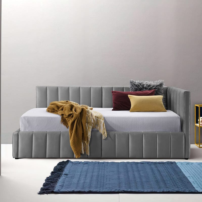 Säng Jasper 90x200 cm 75x40xh102 cm, ek - Grå - Möbler - Säng - Sängram & sängstomme