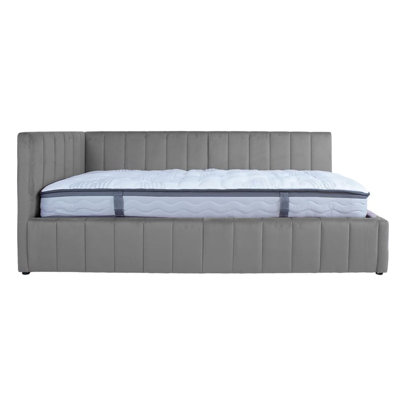 Säng Jasper 90x200 cm med madrass Harmony Duo 80x40xh85 cm, melamin med ekbark - grå - Möbler - Säng - Sängram & sängstomme