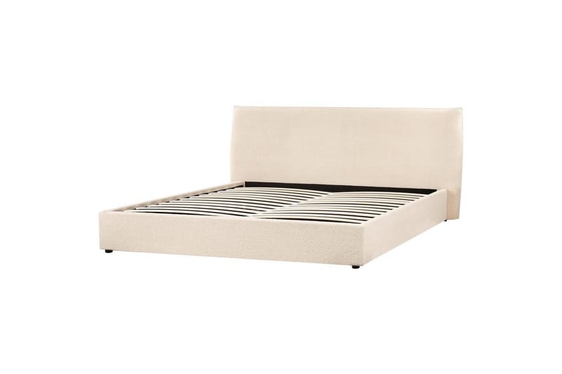 Säng med förvaring Lavaur - Beige/Bouclé, 180x200 cm - Möbler - Säng - Sängram & sängstomme