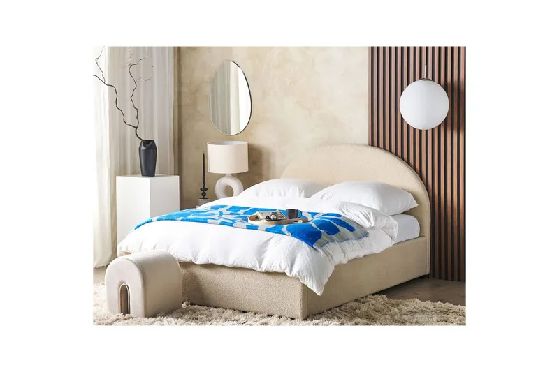 Säng med förvaring Vaucluse - Beige/Bouclé, 140x200 cm - Möbler - Säng - Sängram & sängstomme