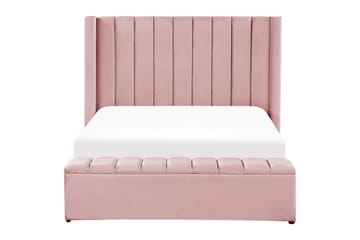 Säng med förvaringsbänk Noyers - Rosa, 140x200 cm - Möbler - Säng - Sängram & sängstomme