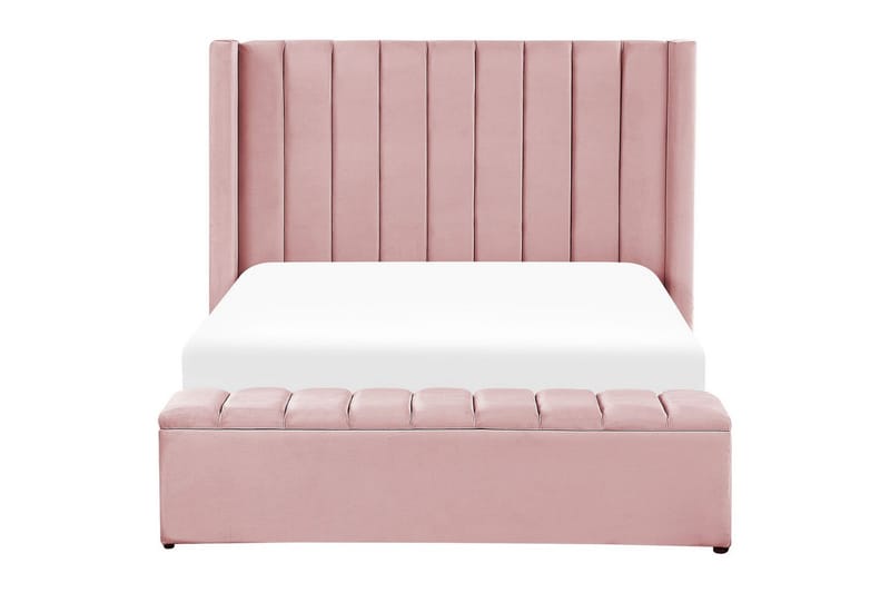 Säng med förvaringsbänk Noyers - Rosa, 140x200 cm - Möbler - Säng - Sängram & sängstomme