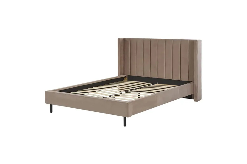 Säng med lamellram Villette, Taupe, svart, 160x200 cm