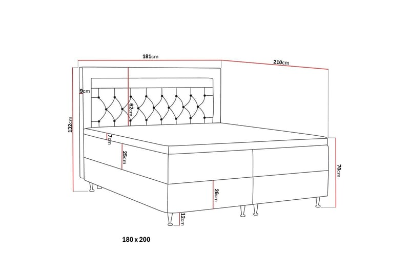 Alessia Komplett Sängpaket med Förvaring LED-belysning 180x200 cm - Grå / Ljusgrå - Möbler - Säng - Sängar med förvaring