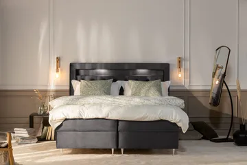 Alessia Komplett Sängpaket med Förvaring LED-belysning 180x200 cm - Mörkgrå Sammet - Möbler - Säng - Sängar med förvaring