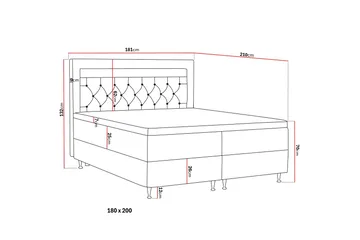 Alessia Komplett Sängpaket med Förvaring LED-belysning 180x200 cm - Mörkgrå Sammet - Möbler - Säng - Sängar med förvaring
