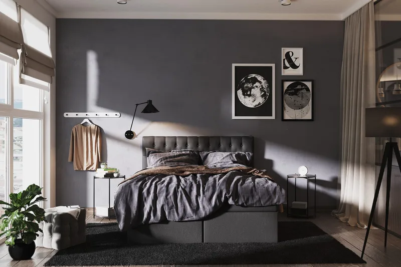 Boxy Komplett Sängpaket Box Bed 120x200 cm - Svart/Grå - Möbler - Säng - Komplett sängpaket