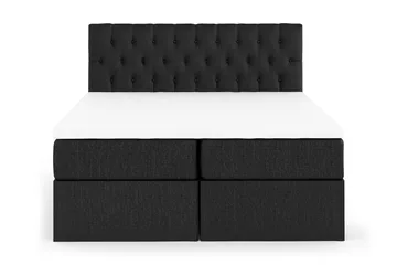 Boxy Säng med Förvaring 160x200 cm i Tyg med Bäddmadrass med Fasthetsgrad Fast - Svart - Möbler - Säng - Sängar med förvaring