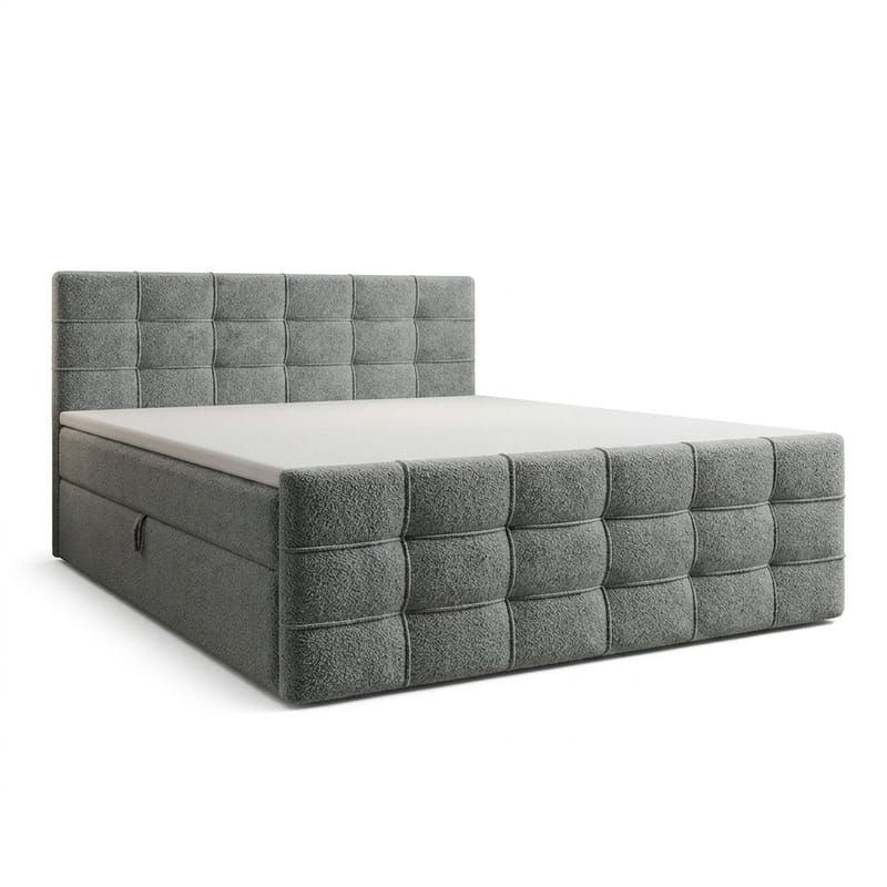 Sängpaket Kontinentalsäng Elvros 180x200 cm med Lyftförvaring, Grå / betonggrå