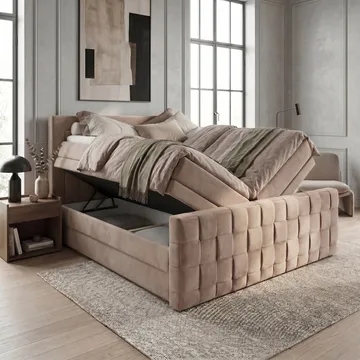 Sängpaket Kontinentalsäng Ryven 140x200 cm med Lyftförvaring - varm beige/latte - Möbler - Säng - Kontinentalsäng