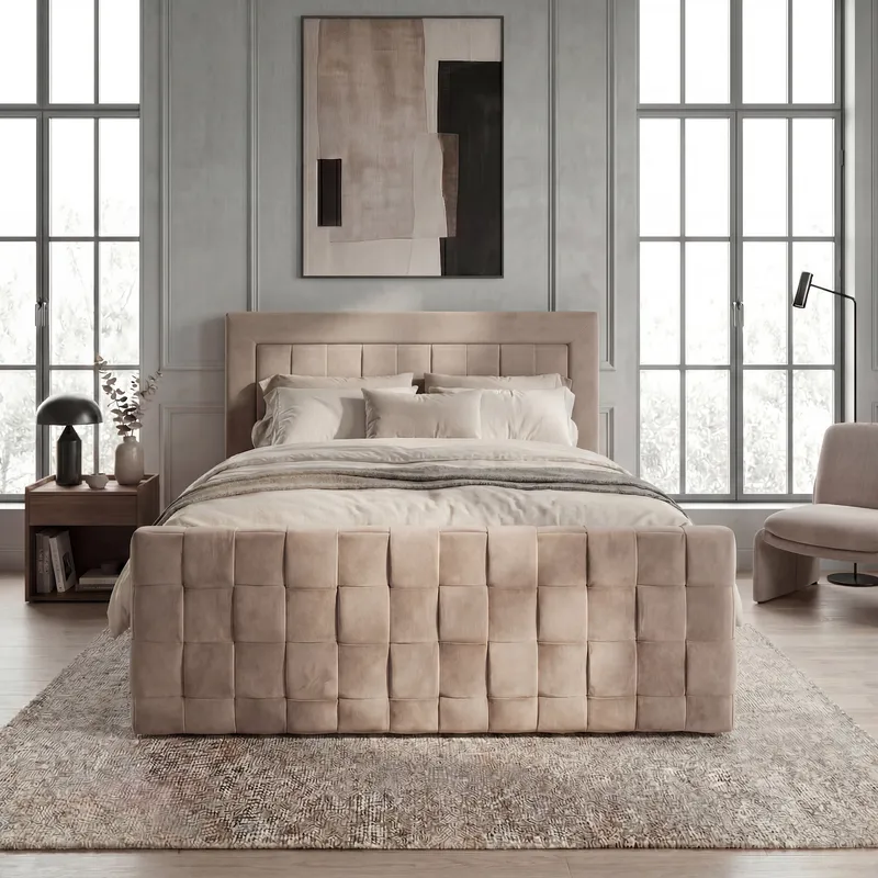Sängpaket Kontinentalsäng Ryven 140x200 cm med Lyftförvaring - varm beige/latte - Möbler - Säng - Kontinentalsäng