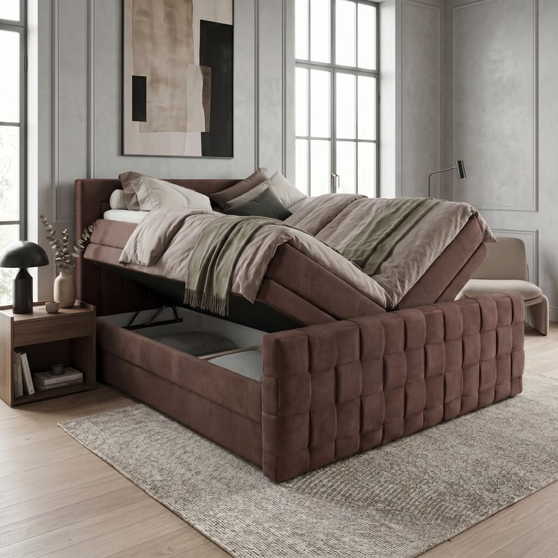 Sängpaket Kontinentalsäng Ryven 180x200 cm med Lyftförvaring - choklad/mörkbrun/mocka - Möbler - Säng - Kontinentalsäng