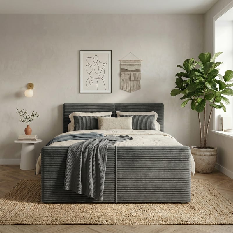 Sängpaket Kontinentalsäng Sorvin 180x200 cm med Lyftförvaring - Grafitgrå/Mörkgrå - Möbler - Säng - Kontinentalsäng