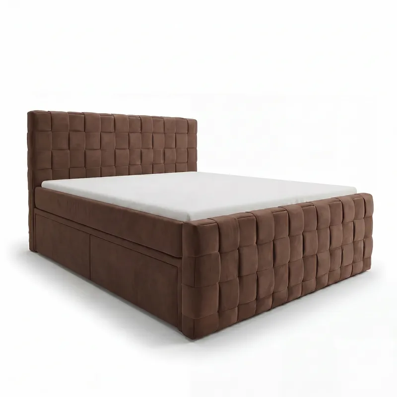 Sängpaket Kontinentalsäng Tyrosen 140x200 cm med Lådförvaring, chokladbrun