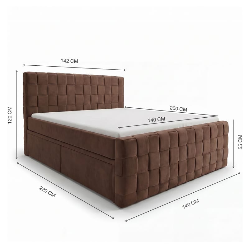 Sängpaket Kontinentalsäng Tyrosen 140x200 cm med Lådförvaring - chokladbrun - Möbler - Säng - Kontinentalsäng