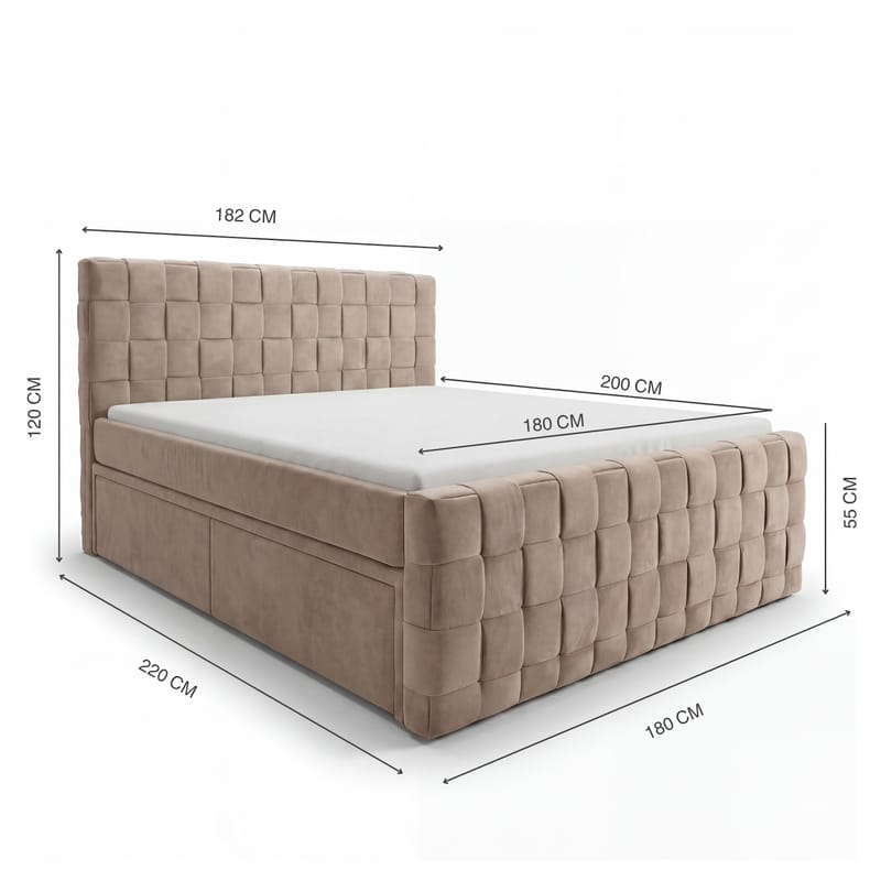 Sängpaket Kontinentalsäng Tyrosen 180x200 cm med Lådförvaring - varm beige - Möbler - Säng - Kontinentalsäng