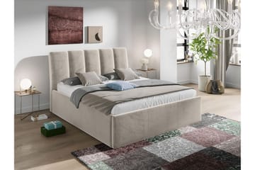Aviemore Sängram 140x200 cm i Sammet med Sänggavel och Förvaring - Beige - Möbler - Säng - Sängram & sängstomme