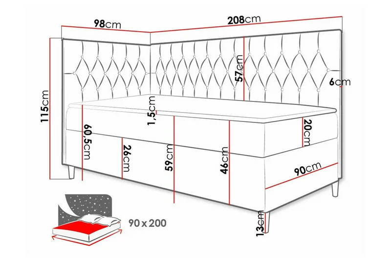 Boisdale Sängram 90x200 cm - Möbler - Säng - Sängram & sängstomme