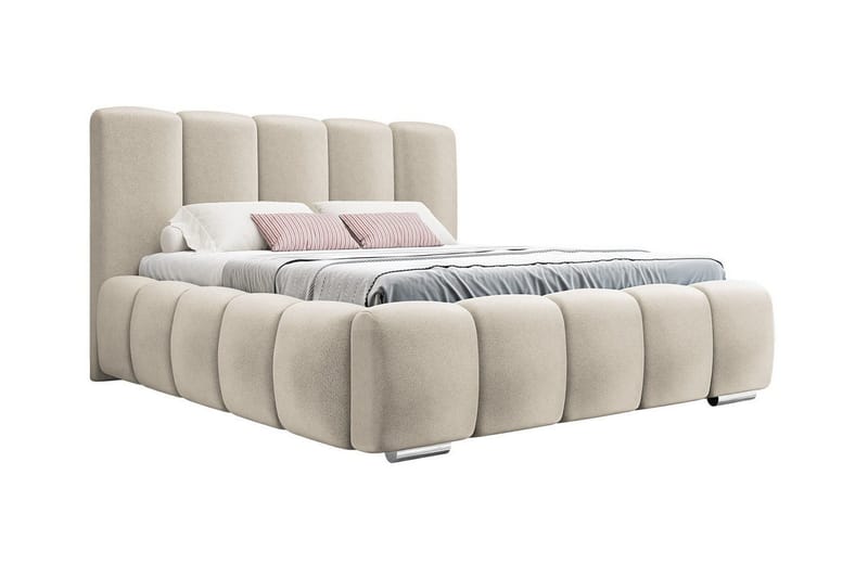 Cleaton Bubblig Sängram 160x200 cm med förvaring - Beige - Möbler - Säng - Sängram & sängstomme