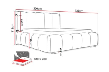 Cleaton Sängram 180x200 cm i Tyg med Förvaring och Sänggavel - Svart - Möbler - Säng - Sängram & sängstomme