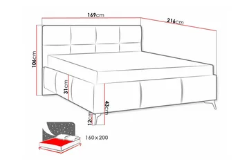 Derry Komplett Sängpaket 160x200 cm med Förvaring och Sänggavel + Bäddmadrass - Beige - Möbler - Säng - Sängram & sängstomme