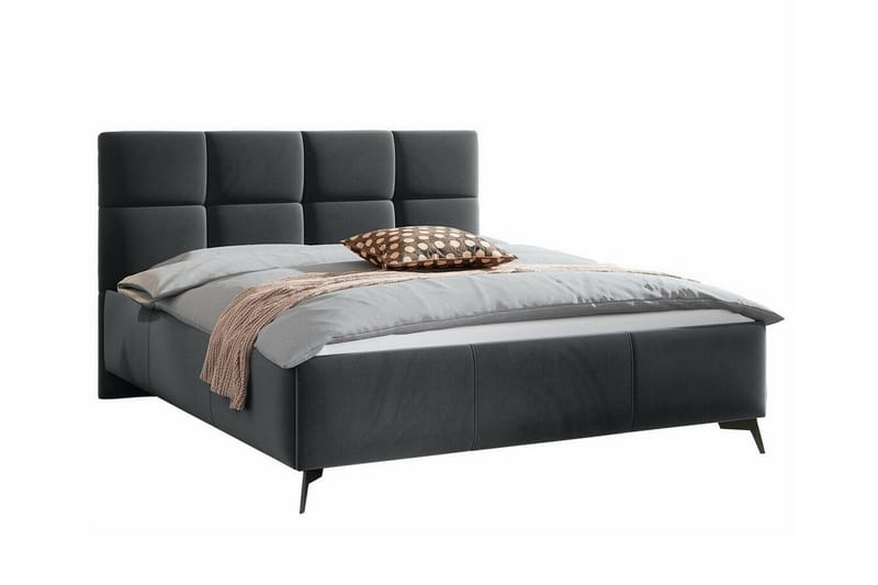 Derry Komplett Sängpaket 160x200 cm med Förvaring och Sänggavel + Bäddmadrass, Grå