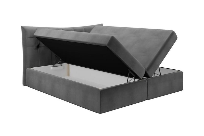 Hayton Komplett Sängpaket 120x200 cm i Sammet med Förvaring + Sänggavel + Bäddmadrass - Svart - Möbler - Säng - Sängram & sängstomme