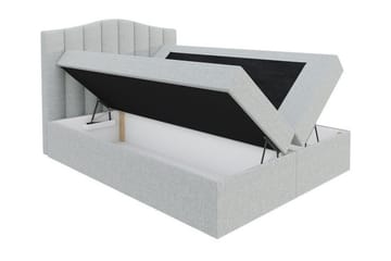 Herstello Komplett Sängpaket 120x200 cm i Sammet med Förvaring och Sänggavel + Bäddmadrass - Beige - Möbler - Säng - Sängram & sängstomme