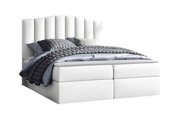 Herstello Komplett Sängpaket med Förvaring 120x200 cm i Konstläder med Sänggavel + Bäddmadrass - Vit - Möbler - Säng - Sängram & sängstomme