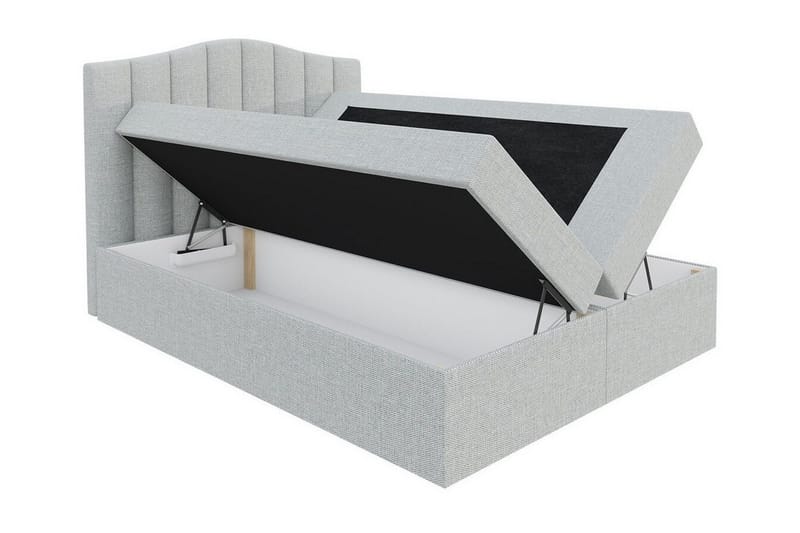Herstello Komplett Sängpaket med Förvaring 120x200 cm i Konstläder med Sänggavel + Bäddmadrass - Vit - Möbler - Säng - Sängram & sängstomme