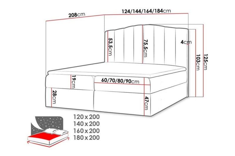 Herstello Komplett Sängpaket med Förvaring 120x200 cm i Sammet med Sänggavel + Bäddmadrass - Petrolblå - Möbler - Säng - Sängram & sängstomme
