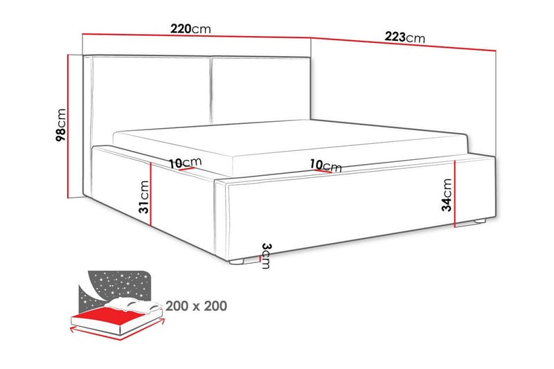 Knocklong Sängram 200x200 cm - Möbler - Säng - Sängram & sängstomme