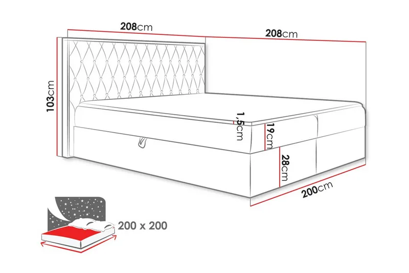 Oberting Sängram 200x200 cm - Möbler - Säng - Sängram & sängstomme