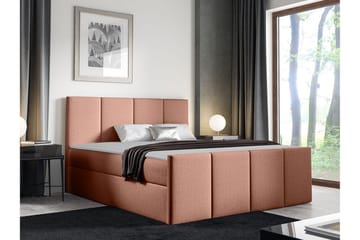 Ripon Komplett Sängpaket 120x200 cm i Tyg med Sänggavel + Bäddmadrass med Fasthetsgrad Medium - Rosa - Möbler - Säng - Sängram & sängstomme