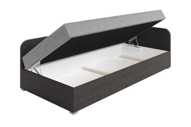 Unona Sängram 90x200 cm i Tyg med Förvaring + Sängmadrass - Röd|Svart - Möbler - Säng - Sängram & sängstomme
