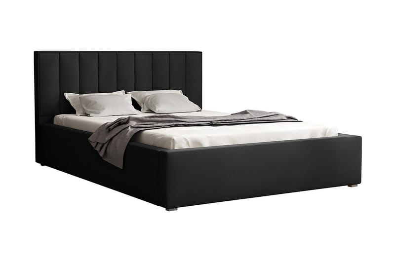 Valasco Sängram med Förvaring 120x200 cm i Tyg med Sänggavel, Svart