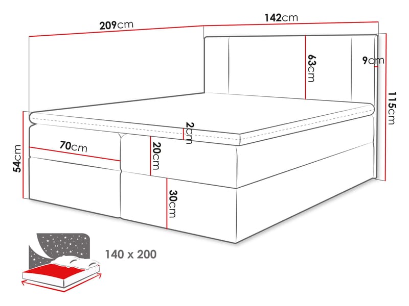 Salricus Sängpaket Kontinentalsäng 140x200 cm med Förvaring - Möbler - Säng - Kontinentalsäng