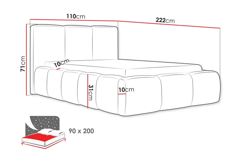 Salvenor Sängram med Förvaring 90x200 cm - Rosa - Möbler - Säng - Sängram & sängstomme