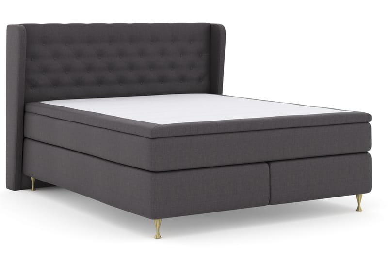 Select No 4 Komplett Sängpaket 180x200 Fast - Mörkgrå/Guld - Möbler - Säng - Komplett sängpaket