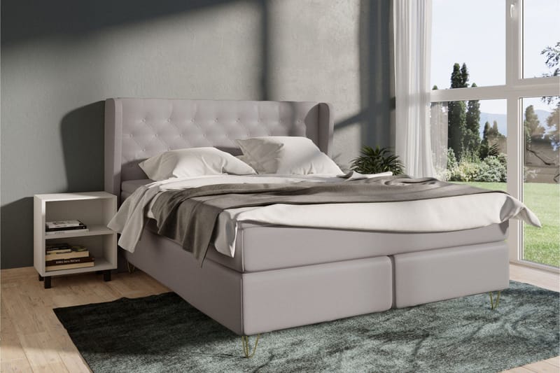 Select No 4 Komplett Sängpaket 180x200 Fast/Medium - Ljusgrå/Metall V-form - Möbler - Säng - Komplett sängpaket