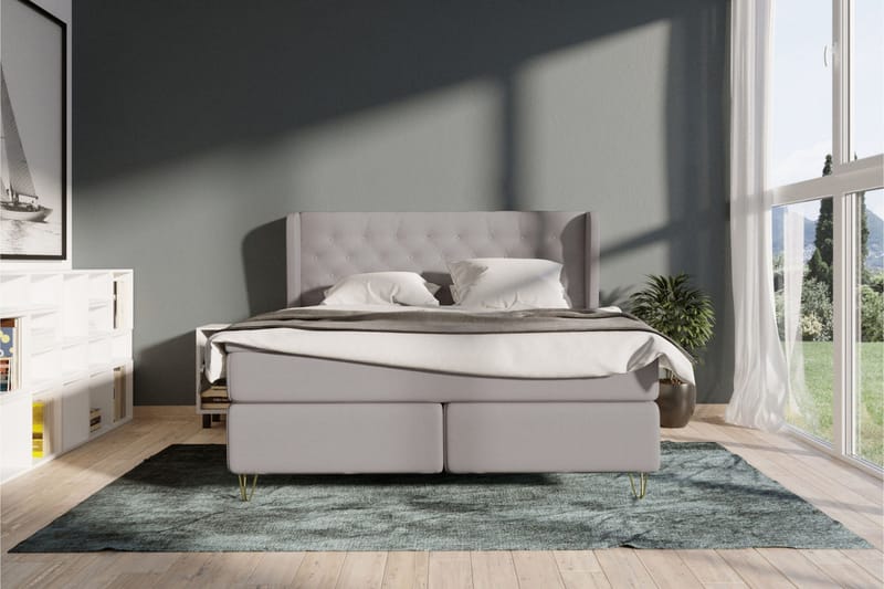 Select No 6 Komplett Sängpaket 180x200 Fast/Medium Watergel - Ljusgrå/Metall V-form - Möbler - Säng - Komplett sängpaket