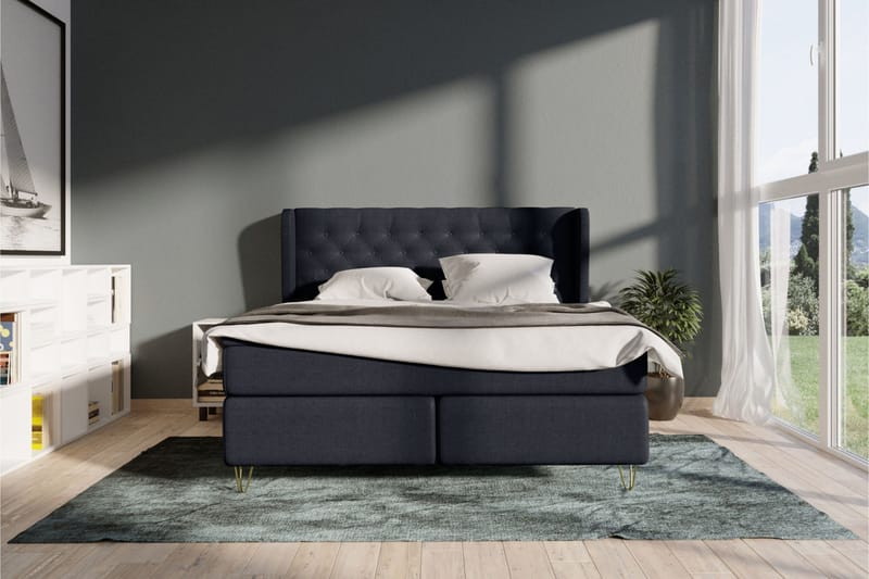 Select No 6 Komplett Sängpaket 210x210 Fast Latex/Memory - Blå/Metall V-form - Möbler - Säng - Komplett sängpaket